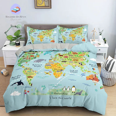 Housse de Couette Carte du Monde École